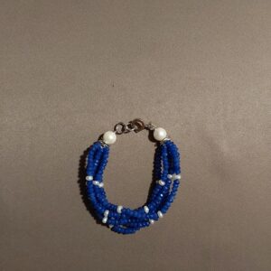 bracciale in cristallo blu e perle