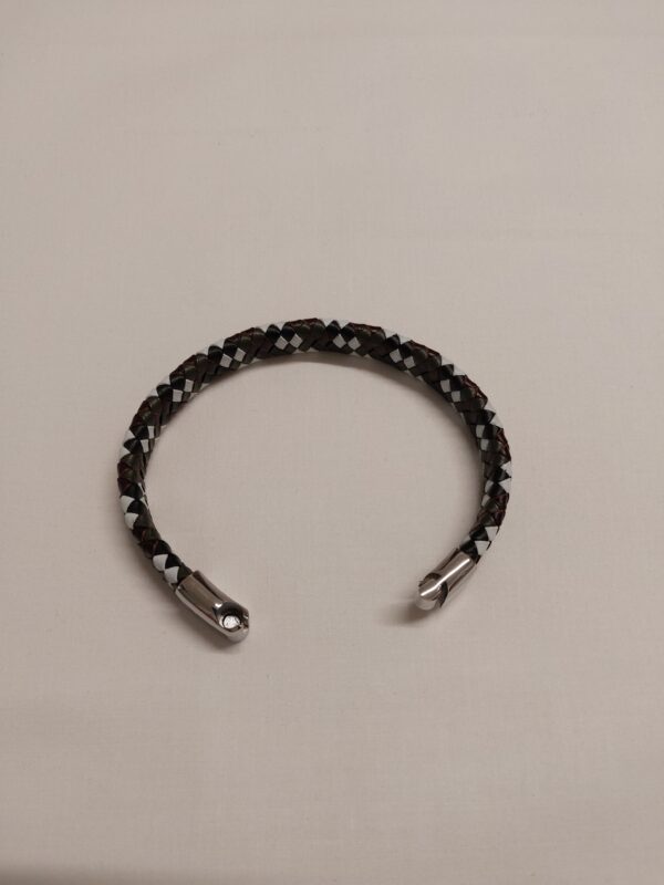 Bracciale intrecciato in ecopelle e acciaio